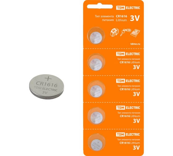 Элемент питания CR1616 Lithium 3V BP-5 TDM