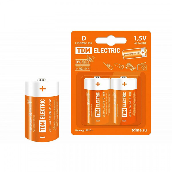 Элемент питания LR20 D Alkaline 1,5V BP-2 TDM 