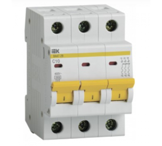 Авт. выкл.  ВА47-029 3Р 10А 4,5кА х-ка С IEK