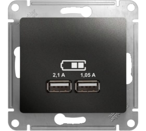 Розетка 2xUSB Glossa антрацит 000733