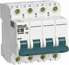 Авт. выкл.ВА-101 4Р 10А 4,5кА х-ка С DEKraft
