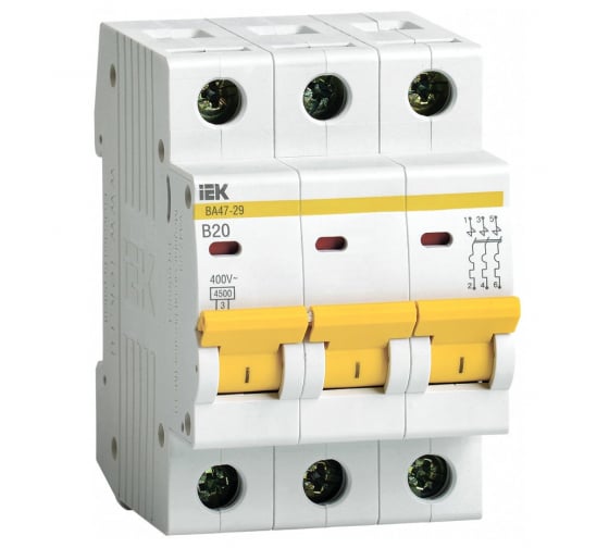 Авт. выкл.  ВА47-029 3Р 20А 4,5кА х-ка В IEK