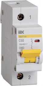 Авт. выкл. ВА47-100 1Р 050А 10 кА х-ка С IEK